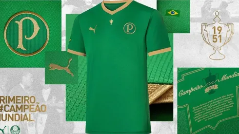 Em comemoração aos 70 anos do título de 1951, Palmeiras lança camisa comemorativa. (Foto: Twitter Palmeiras)