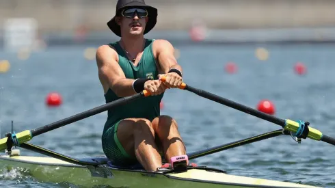Lucas Verthein durante as quartas de final do remo single skiff, nas Olimpíadas de Tóquio-2020 (Foto: Getty Images)