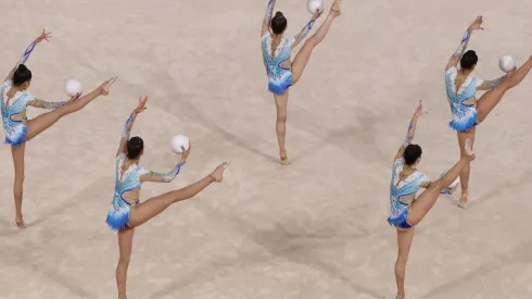 O grupo brasileiro de ginástica rítmica em apresentação dos Jogos Pan. (Foto: Getty Images)
