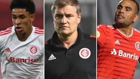 Paulo Victor e Mercado: jovem e gringo foram pautas na coletiva de Aguirre (Fotos: Ricardo Duarte/Inter/Divulgação)