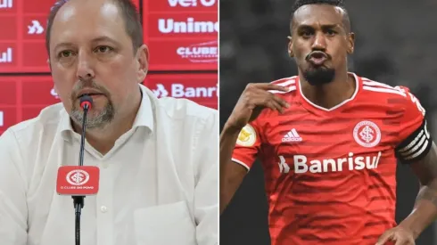 Barcellos e Edenilson: presidente garante permanência do meia (Fotos: Ricardo Duarte/Internacional/Divulgação)