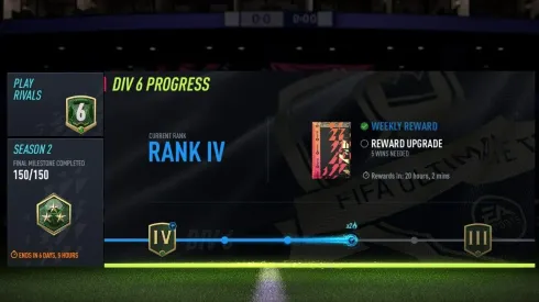 Exemplo da nova interface da Division Rivals de FIFA 22
