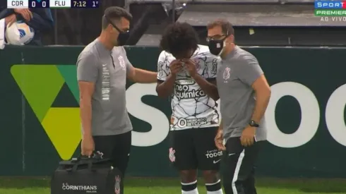 Corinthians perde Willian no começo da partida contra o Fluminense. (Foto: Reprodução)