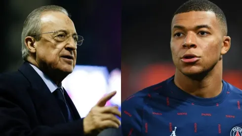 Foto Florentino Pérez: Eric Alonso/Getty Images e Foto Kilyan Mbappé: Matthias Hangst/Getty Images