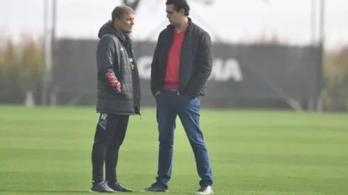 Foto: Ricardo Duarte/Internacional/Divulgação - Aguirre e Bracks: Colorado deve ter saída de meia do elenco