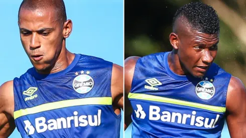 Fotos: Lucas Uebel/Grêmio/Divulgação - Bruno Alves e Orejuela: recém-contratados, defensores apareceram no time titular