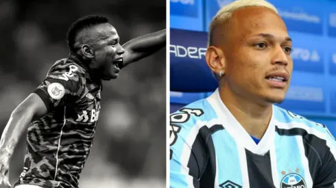 Foto: Lucas Uebel/Grêmio FBPA - Campaz e Janderson foram testados na vaga de Douglas Costa visando a estreia no Gauchão