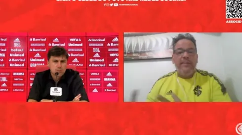 Foto: Reprodução SC Internacional/YouTube | Medina é colocado na berlinda em coletiva