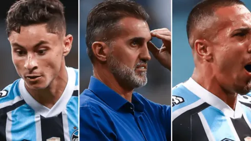 Fotos: Lucas Uebel/Grêmio/Divulgação - Diogo Barbosa e Nicolas: disputa por posição na lateral vem gerando debate