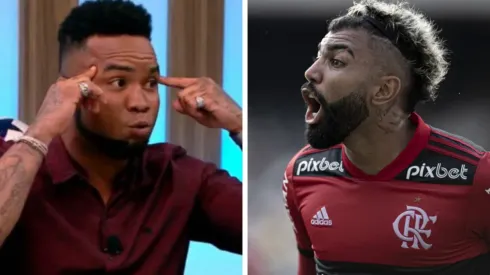 Montagem: fotos de Reprodução/Fox Sports e Jorge Rodrigues/AGIF - Carlos Alberto rebateu torcedor do Mengão sobre melhores números de Gabigol