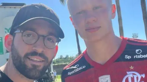 Foto : Reprodução Twitter @berger_pj - Haaland com camisa do Flamengo.
