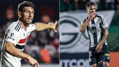 Foto: Marcello Zambrana/AGIF; Foto: Isabela Azine/AGIF – Calleri do São Paulo e Vinicius Zanocelo do Santos