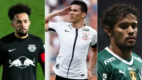 Foto: Marcello Zambrana/AGIF; Foto: Marcello Zambrana/AGIF; Foto: Diogo Reis/AGIF - Claudinho, Balbuena e Scarpa