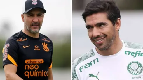 Foto: Montagem de Rodrigo Coca/Ag. Corinthians e Cesar Greco/Palmeiras - Abel vê Vítor Pereira enfrentar crise no Corinthians às vésperas de dérbi