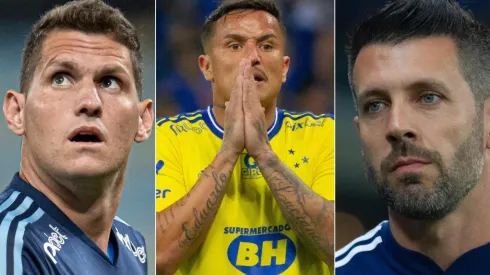 Foto: Fernando Moreno/AGIF; Foto: Fernando Moreno/AGIF; Foto: Jorge Rodrigues/AGIF – Rafael Cabral, Edu e Pezzolano do Cruzeiro