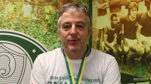 Foto: TV Palmeiras/FAM/YouTube - Paulo Nobre dá as caras para zoar São Paulo