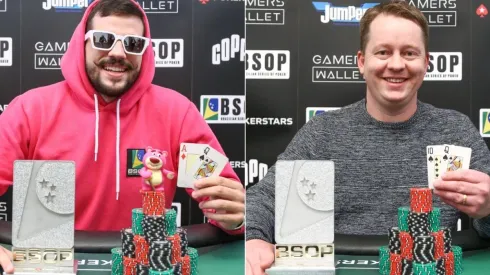 Matheus Couto (esquerda) e Magnus Muller (direita) levaram troféus de campeão em Gramado (Fotos: Rafael Terra/BSOP)