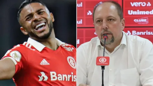 Fotos: Maxi Franzoi/AGIF e Ricardo Duarte/Inter/Divulgação – Wanderson e Barcellos: atacante e presidente se manifestaram sobre futuro no Inter
