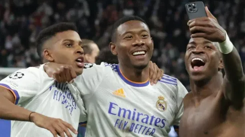 Foto: Gonzalo Arroyo Moreno/Getty Images - Rodrygo, Alaba e Vinícius Júnior