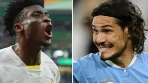 Foto Mohammed Kudus, Gana: (Photo by Alex Grimm/Getty Images) - Foto Edinson Cavani, Uruguai: (Photo by Clive Mason/Getty Images)