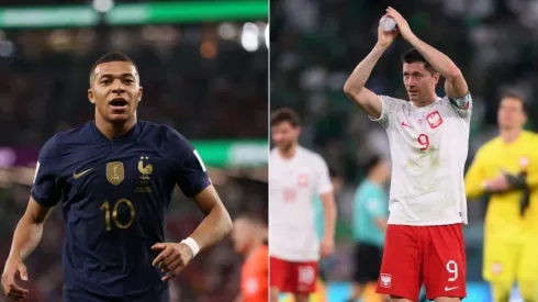 Fotos: Elsa/Getty Images e Laurence Griffiths/Getty Images - Mbappé e Lewa são destaques de França e Polônia