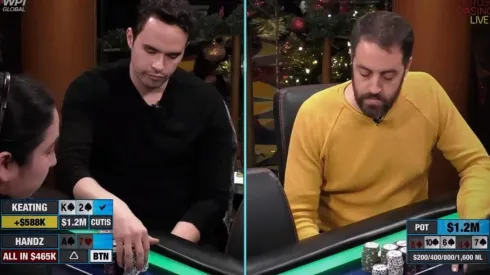 Alex Keating e Handz disputaram pote de US$ 1,2 milhão (Foto: Reprodução youtube Live Hustler Casino)