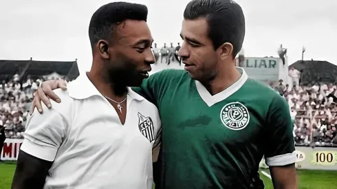 Companheiros de seleção e amigos: Pelé e Vavá se encontram - Foto: Crédito: Acervo Histórico S.E. Palmeiras/Divulgação