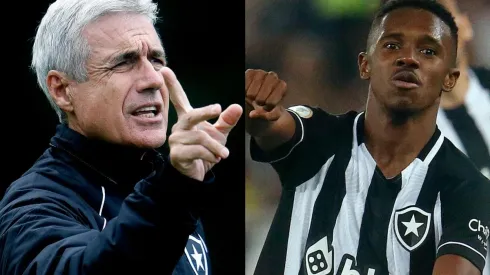 Fotos: Vitor Silva/Botafogo/Divulgação - Luís Castro e Jeffinho: técnico se manifestou sobre saída do jovem do Botafogo