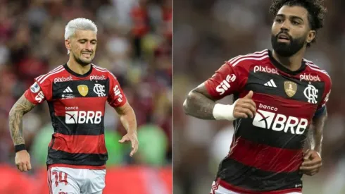 Foto 1: Thiago Ribeiro/AGIF - Foto 2: Jorge Rodrigues/AGIF - Ambos chegaram juntos ao Mengão, em 2019.