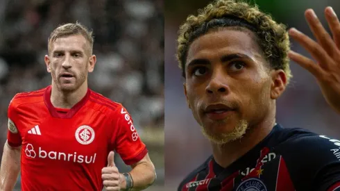 Pedro Henrique pelo Internacional. Foto: Fernando Moreno/AGIF Vítor Jacaré pelo Bahia. Foto: Jhony Pinho/AGIF