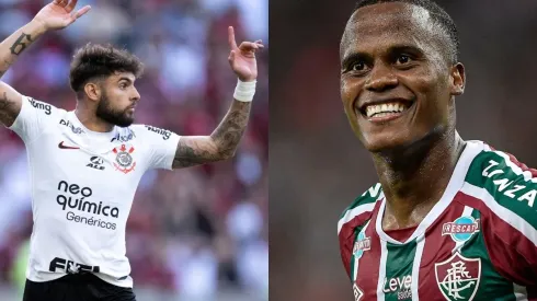 Yuri Alberto pelo Corinthians. Foto: Jorge Rodrigues/AGIF Arias pelo Fluminense. Foto: Thiago Ribeiro/AGIF