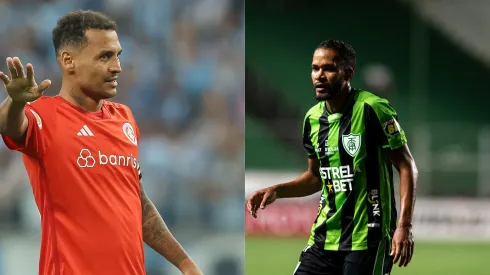 Alan Patrick pelo Internacional. Foto: Pedro H. Tesch/AGIF Everaldo pelo América-MG Foto: Alessandra Torres/AGIF