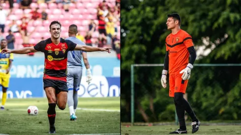 Foto: Rafael Bandeira/ Sport Club do Recife - Atacante Facundo Labandeira e o goleiro Denis