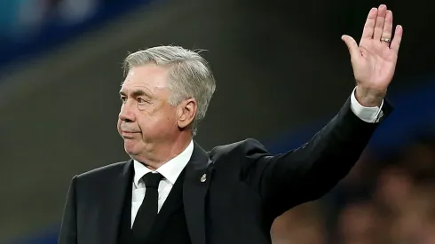 MADRID, SPAIN – MAY 13: Carlo Ancelotti, Head Coach of Real Madrid, gestures during the LaLiga Santander match between Real Madrid CF and Getafe CF at Estadio Santiago Bernabeu on May 13, 2023 in Madrid, Spain. (Photo by Florencia Tan Jun/Getty Images)