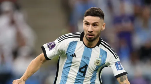 LUSAIL CITY, QATAR - DECEMBER 09: Gonzalo Montiel of Argentina in action during the FIFA World Cup Qatar 2022 quarter final match between Netherlands and Argentina at Lusail Stadium on December 09, 2022 in Lusail City, Qatar. (Photo by Clive Brunskill/Getty Images)