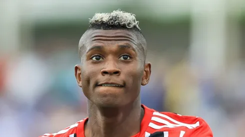 SP - Santo Andre - 05/02/2023 - PAULISTA 2023, SANTO ANDRE X SAO PAULO - Orejuela jogador do Sao Paulo durante partida contra o Santo Andre no estadio Bruno Jose Daniel pelo campeonato Paulista 2023.