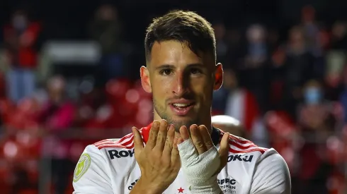 Jonathan Calleri, São Paulo comemora seu gol durante partida contra o Corinthians no Morumbi pelo Brasileiro. Foto: Marcello Zambrana/AGIF