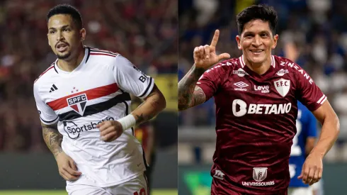 Foto: Rafael Vieira/AGIF- Luciano pelo São Paulo. Foto: Fernando Moreno/AGIF- Germán Cano