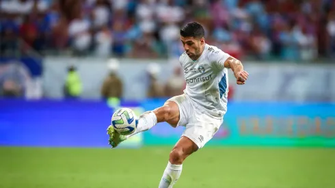 Suárez, atacante do Grêmio durante partida contra o Bahia pela Copa do Brasil.<br />
Foto: Reprodução Flickr Grêmio/Lucas Uebel