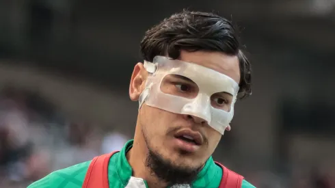 PR – CURITIBA – 02/07/2023 – BRASILEIRO A 2023, ATHLETICO-PR X PALMEIRAS – Gustavo Gomez jogador do Palmeiras durante aquecimento antes da partida contra o Athletico-PR no estadio Arena da Baixada pelo campeonato Brasileiro A 2023. Foto: Robson Mafra/AGIF