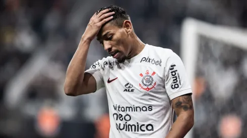 SP - SAO PAULO - 01/08/2023 - COPA SUL-AMERICANA 2023, CORINTHIANS X NEWELLS OLD BOYS - Ruan Oliveira jogador do Corinthians lamenta chance perdida durante partida contra o Newells Old Boys no estadio Arena Corinthians pelo campeonato Copa Sul-Americana 2023. Foto: Abner Dourado/AGIF