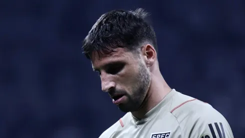 SP - SAO PAULO - 25/07/2023 - COPA DO BRASIL 2023, CORINTHIANS X SAO PAULO - Calleri jogador do Sao Paulo durante aquecimento antes da partida contra o Corinthians no estadio Arena Corinthians pelo campeonato Copa do Brasil 2023. Foto: Marcello Zambrana/AGIF