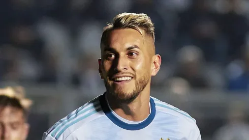 SAN JUAN, ARGENTINA - JUNE 07: Roberto Maximiliano Pereyra of Argentina celebrates after scoring the fifth goal of his team during a friendly match between Argentina and Nicaragua at Estadio San Juan del Bicentenario on May 7, 2019 in San Juan, Argentina. (Photo by Alexis Lloret/Getty Images)