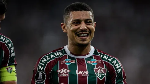 RJ - RIO DE JANEIRO - 24/08/2023 - LIBERTADORES 2023, FLUMINENSE X OLIMPIA - Andre jogador do Fluminense comemora seu gol durante partida contra o Olimpia no estadio Maracana pelo campeonato Libertadores 2023. Foto: Thiago Ribeiro/AGIF