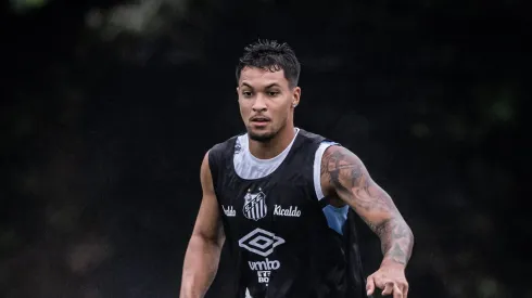 Foto: Raul Baretta/Santos FC - Marcos Leonardo em ação nos treinamentos