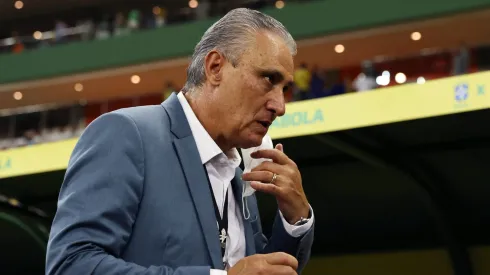 MANAUS, BRAZIL - OCTOBER 14: Tite head coach of Brazil gestures prior to a match between Brazil and Uruguay as part of South American Qualifiers for Qatar 2022 at Arena Amazonia on October 14, 2021 in Manaus, Brazil. (Photo by Buda Mendes/Getty Images)