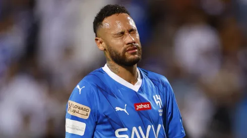 RIYADH, SAUDI ARABIA - SEPTEMBER 29: Neymar of Al Hilal reacts after missing a penalty during the Saudi Pro League match between Al Hilal and Al Shabab at Prince Faisal Bin Fahad on September 29, 2023 in Riyadh, Saudi Arabia. (Photo by Francois Nel/Getty Images)