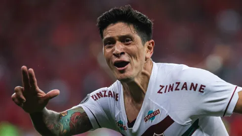 RS - PORTO ALEGRE - 04/10/2023 - LIBERTADORES 2023, INTERNACIONAL X FLUMINENSE - German Cano jogador do Fluminense comemora seu gol durante partida contra o Internacional no estadio Beira-Rio pelo campeonato Libertadores 2023. Foto: Maxi Franzoi/AGIF