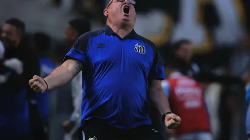 SP - SANTOS - 01/10/2023 - BRASILEIRO A 2023, SANTOS X VASCO - Marcelo Fernandes tecnico do Santos comemora gol de Marcos Leonardo jogador da sua equipe durante partida contra o Vasco no estadio Vila Belmiro pelo campeonato Brasileiro A 2023. Foto: Ettore Chiereguini/AGIF