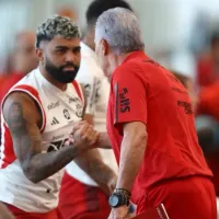 Foto de Tite com Gabigol chama a atenção pela forma física do atacante